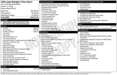 2026 Jeep Wrangler Sport