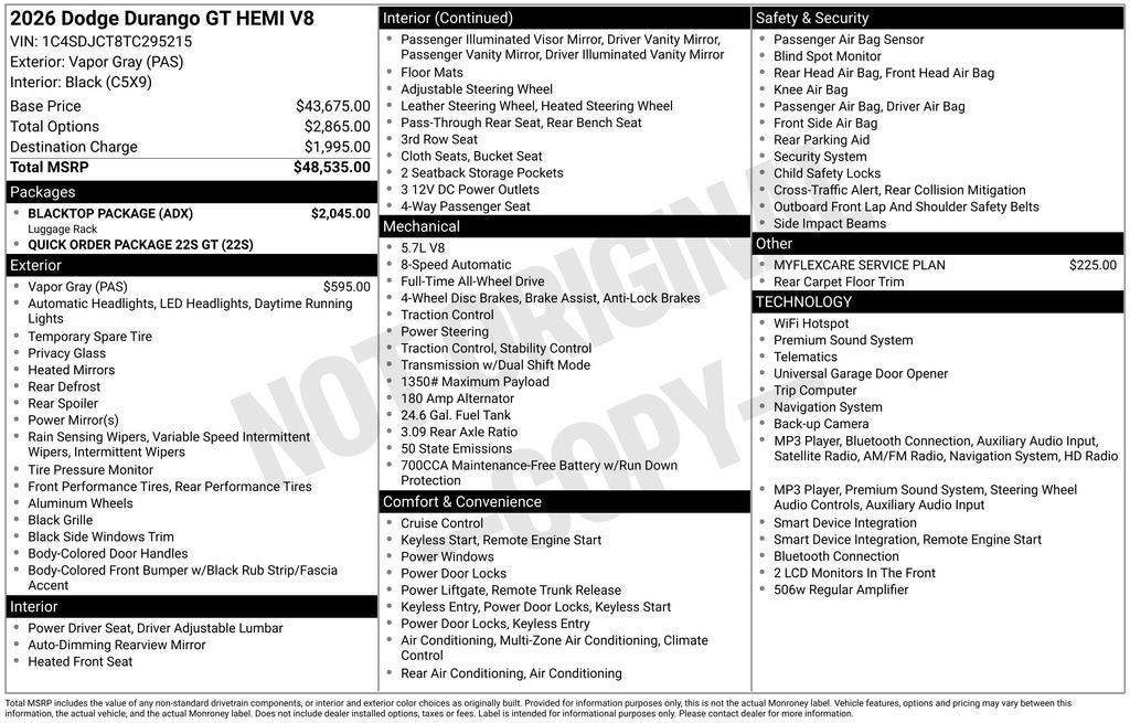 2026 Dodge Durango GT HEMI V8