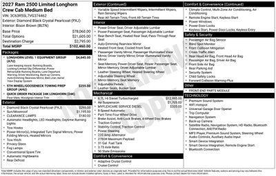 2027 RAM 2500 Limited Longhorn