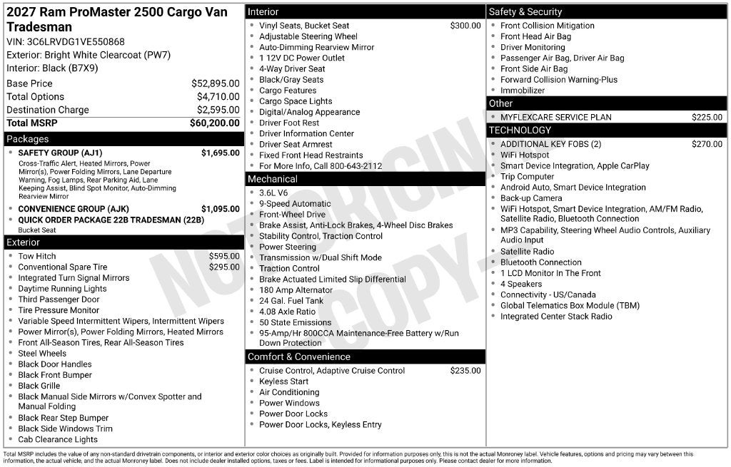 2027 RAM ProMaster 2500 High Roof