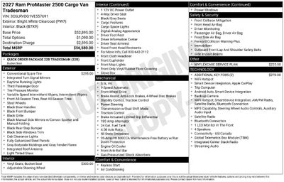 2027 RAM ProMaster 2500 High Roof